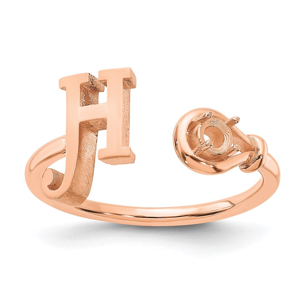 14K Roségold Buchstabe H Ring mit Geburtsstein