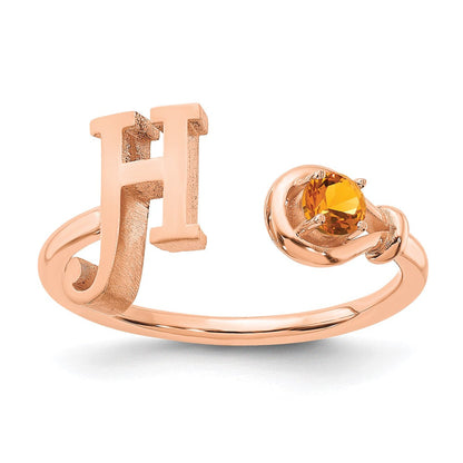 14K Roségold Buchstabe H Ring mit Geburtsstein