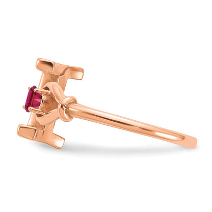 14K Roségold Buchstabe I Ring mit Geburtsstein