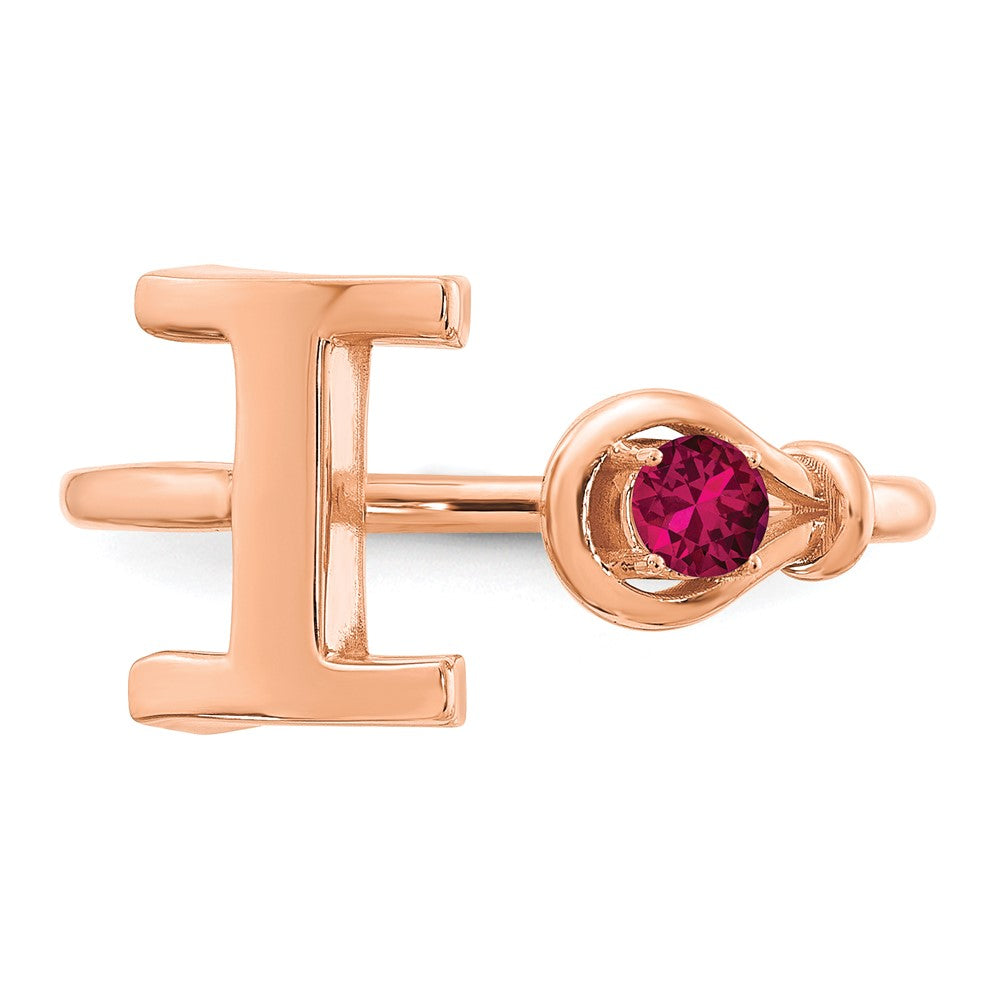 14K Roségold Buchstabe I Ring mit Geburtsstein