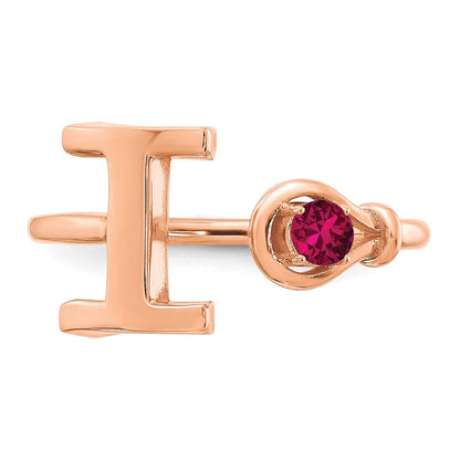 14K Roségold Buchstabe I Ring mit Geburtsstein