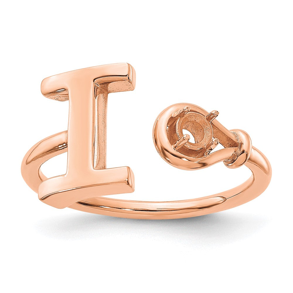 14K Roségold Buchstabe I Ring mit Geburtsstein