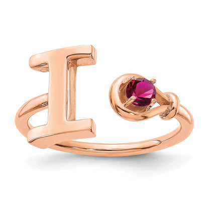 14K Roségold Buchstabe I Ring mit Geburtsstein