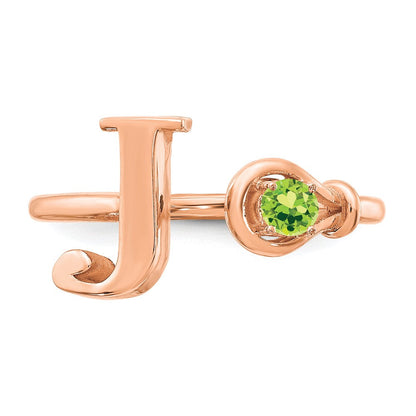 14K Roségold Buchstabe J Ring mit Geburtsstein