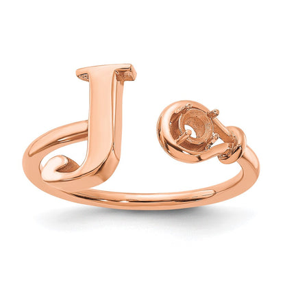 585 Roségold Ring mit Buchstabe J und Geburtsstein