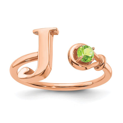14K Roségold Buchstabe J Ring mit Geburtsstein