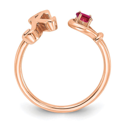 Ring aus 14K Roségold mit Buchstabe K und Geburtsstein