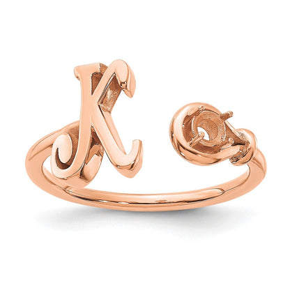 Ring aus 14K Roségold mit Buchstabe K und Geburtsstein