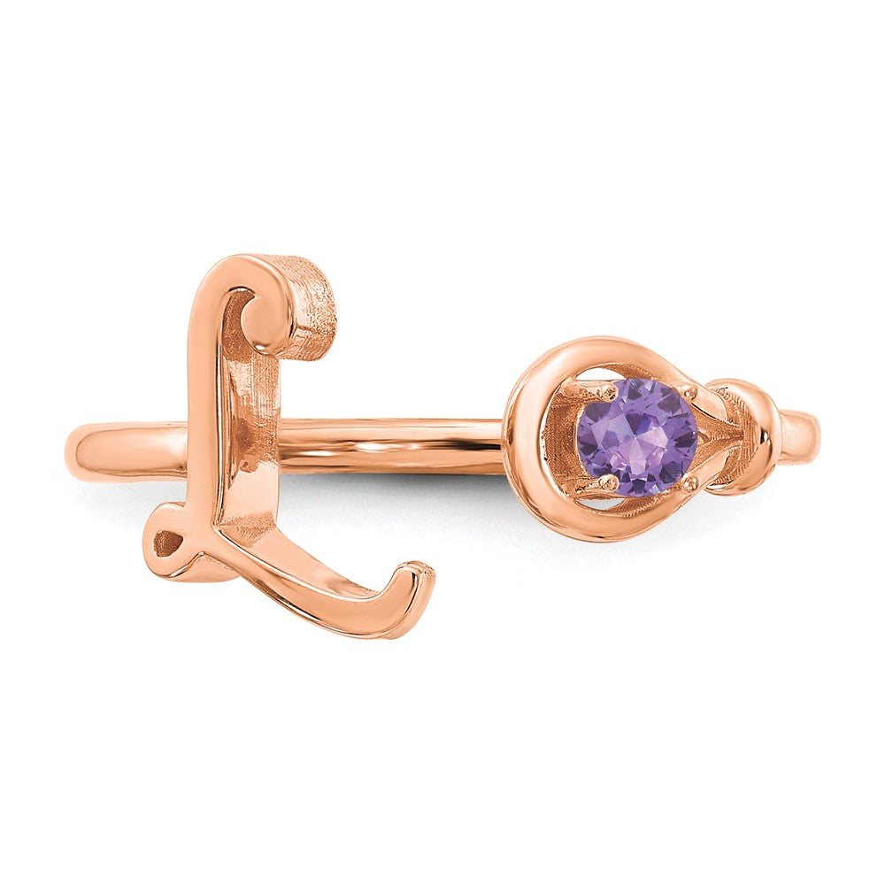 585 Roségold Buchstabe L Ring mit Geburtsstein