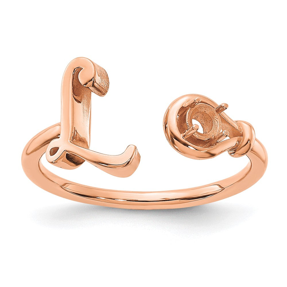 585 Roségold Buchstabe L Ring mit Geburtsstein