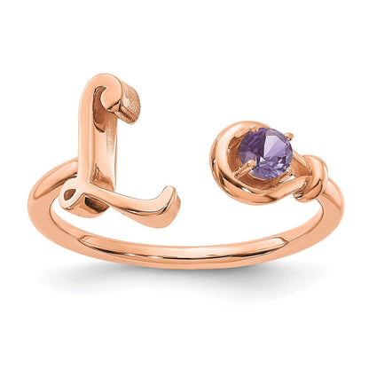 585 Roségold Buchstabe L Ring mit Geburtsstein