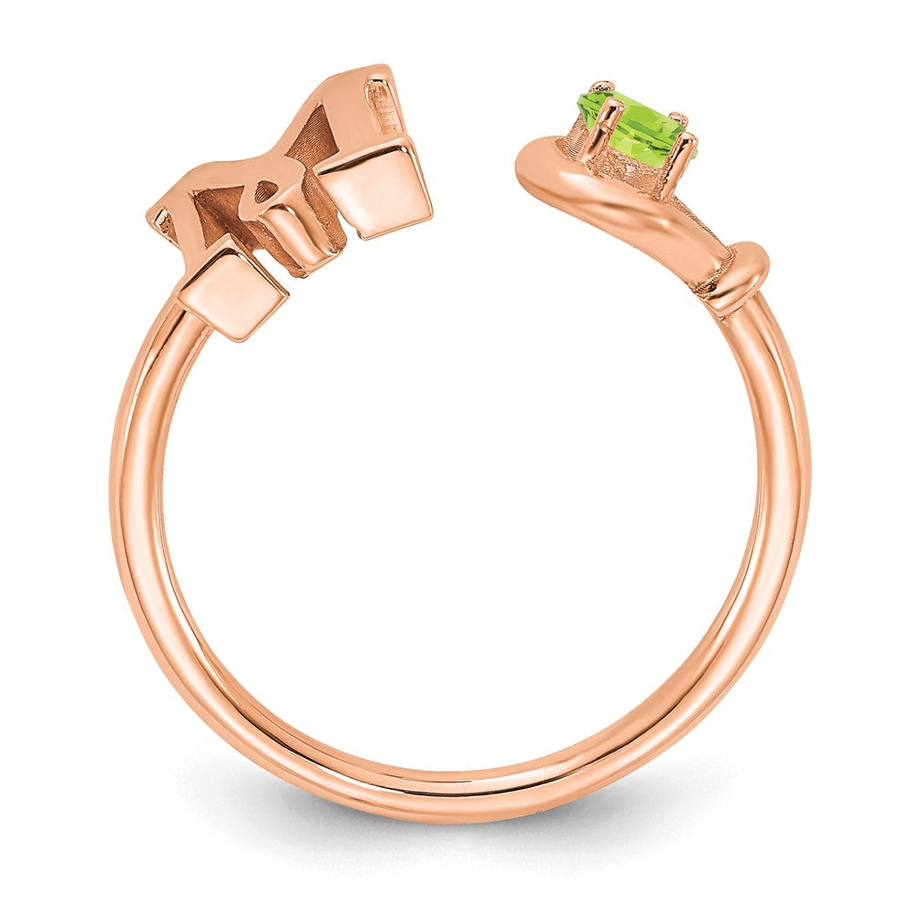 14K Rosegold Ring mit Buchstabe M und Geburtsstein