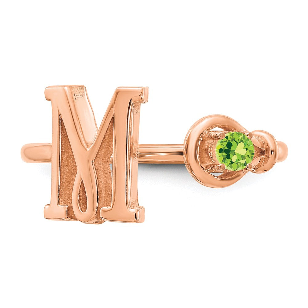 14K Rosegold Ring mit Buchstabe M und Geburtsstein