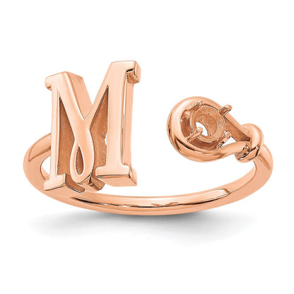 14K Rosegold Ring mit Buchstabe M und Geburtsstein