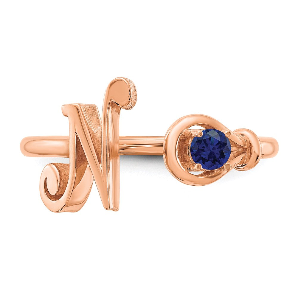 585 Roségold Buchstabe N Ring mit Geburtsstein