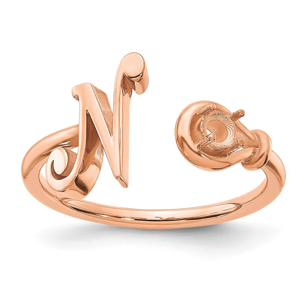 585 Roségold Buchstabe N Ring mit Geburtsstein