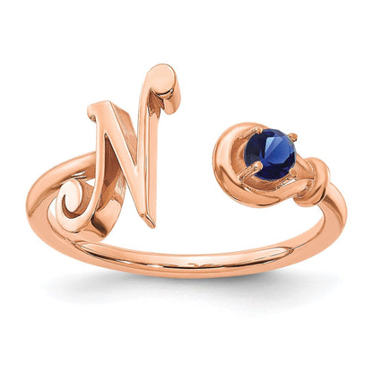 585 Roségold Buchstabe N Ring mit Geburtsstein