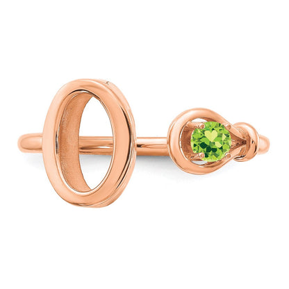 585 Roségold Buchstabe O Ring mit Geburtsstein