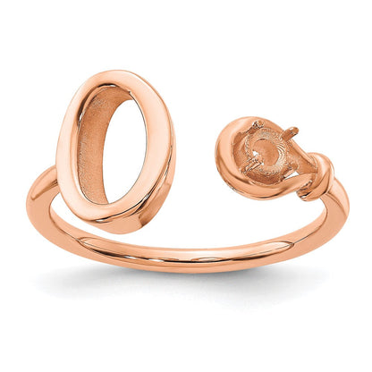585 Roségold Buchstabe O Ring mit Geburtsstein