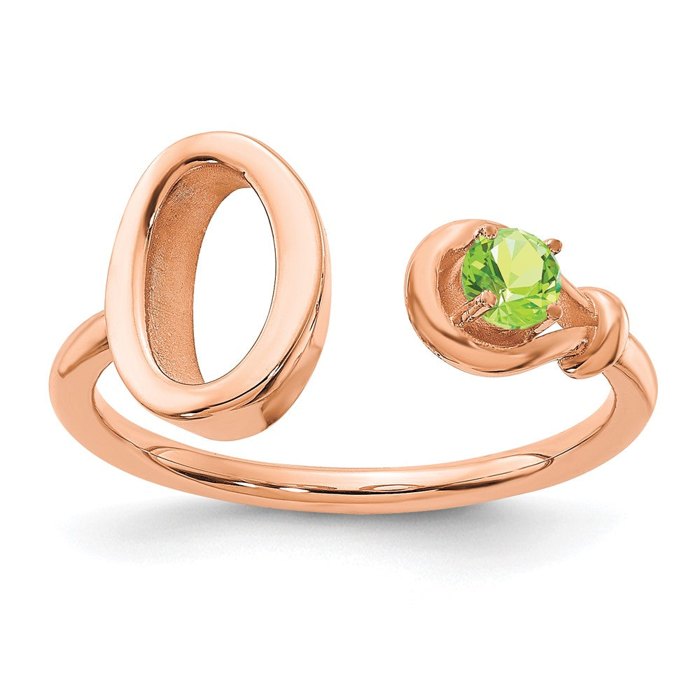 585 Roségold Buchstabe O Ring mit Geburtsstein