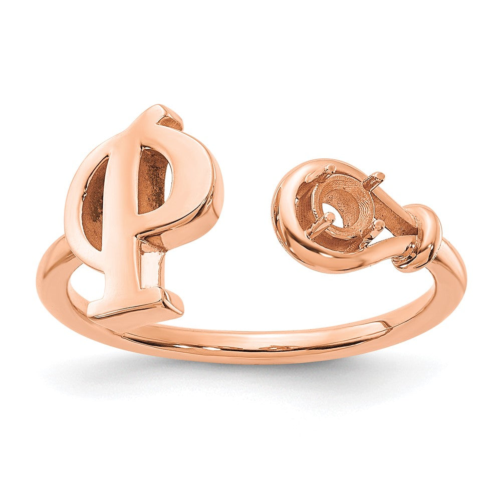 14K Roségold Buchstabe-P-Ring mit Geburtsstein