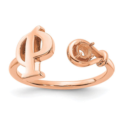 14K Roségold Buchstabe-P-Ring mit Geburtsstein