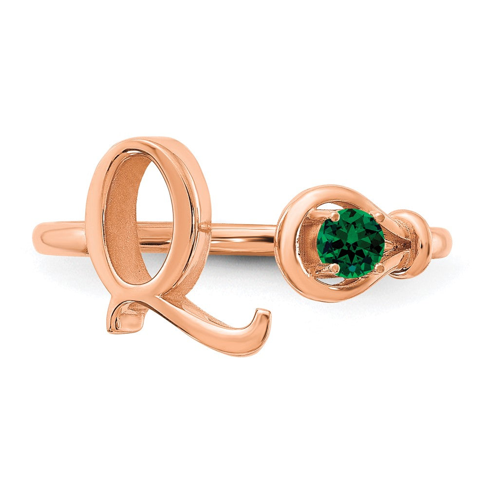 585 Roségold Ring mit Buchstabe Q und Geburtsstein