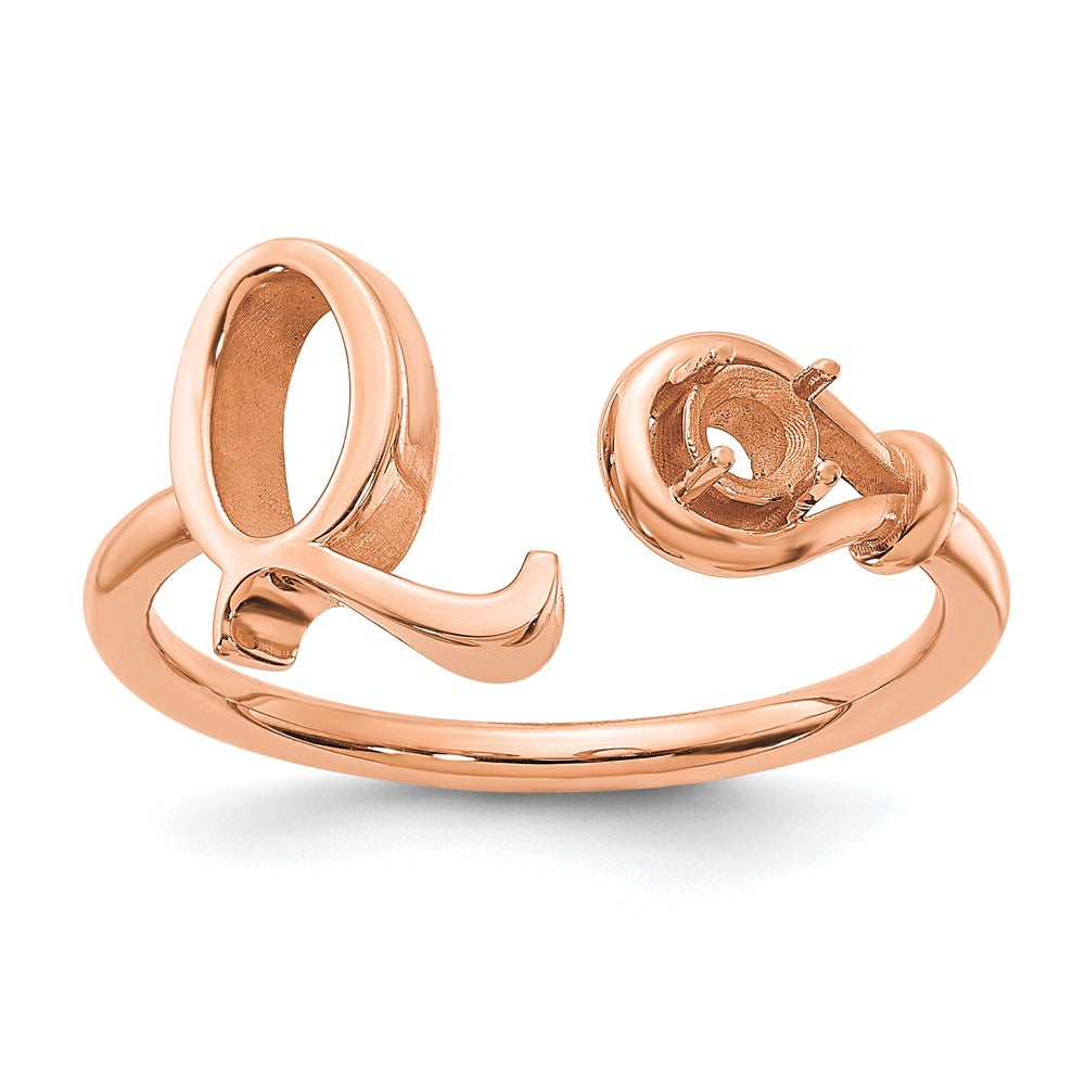 14K Roségold Buchstabe Q Ring mit Geburtsstein