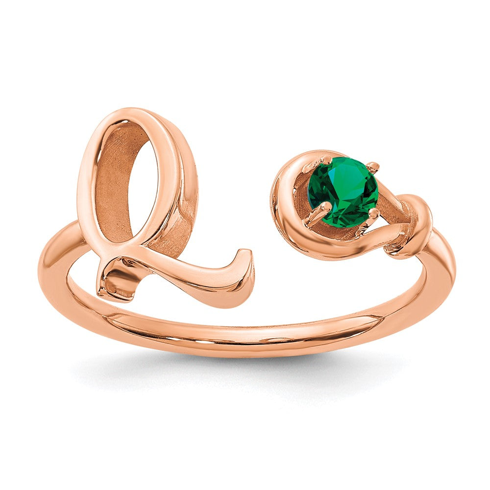 14K Roségold Buchstabe Q Ring mit Geburtsstein