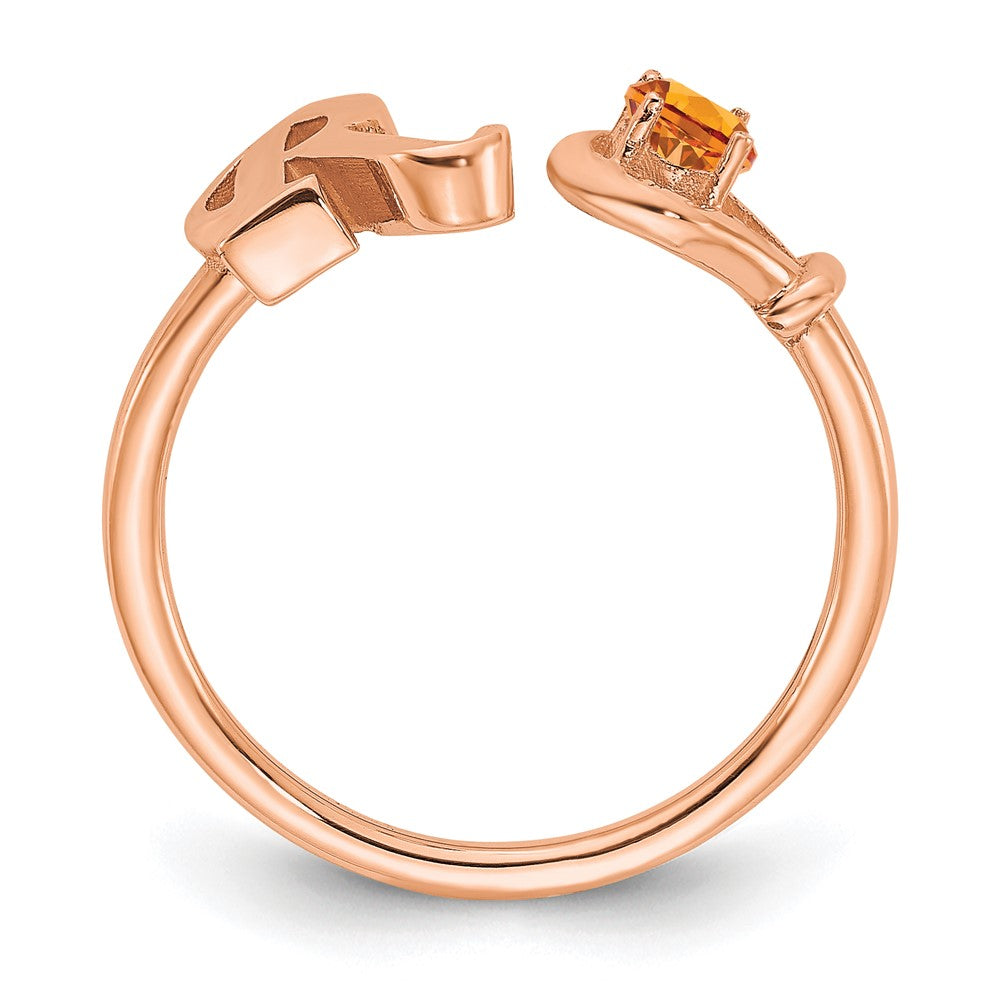 14K Roségold Buchstaben-Ring "R" mit Geburtsstein