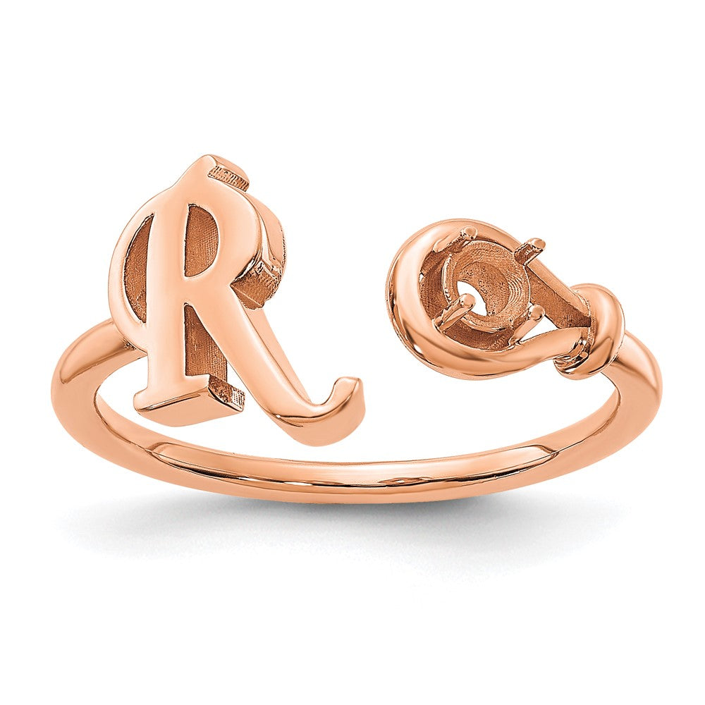 14K Roségold Buchstaben-Ring "R" mit Geburtsstein