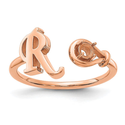 14K Roségold Buchstabe R Ring mit Geburtsstein