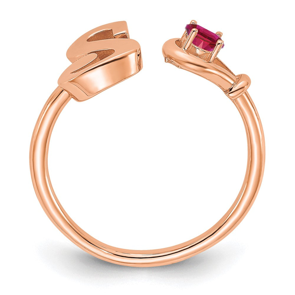 Roségoldbeschichtet Sterlingsilber / Roségold Buchstabe S mit Geburtsstein Ring
