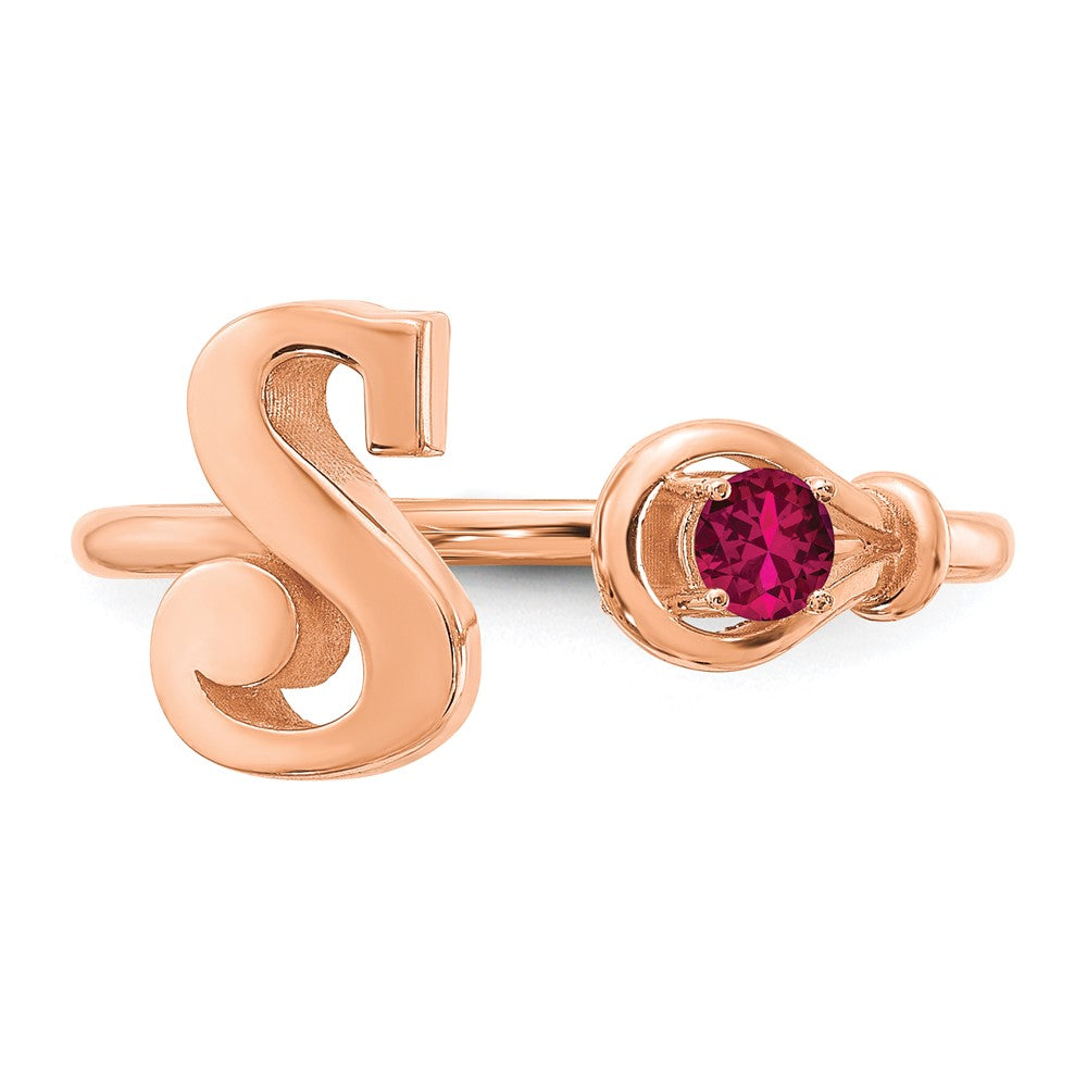 Roségoldbeschichtet Sterlingsilber / Roségold Buchstabe S mit Geburtsstein Ring
