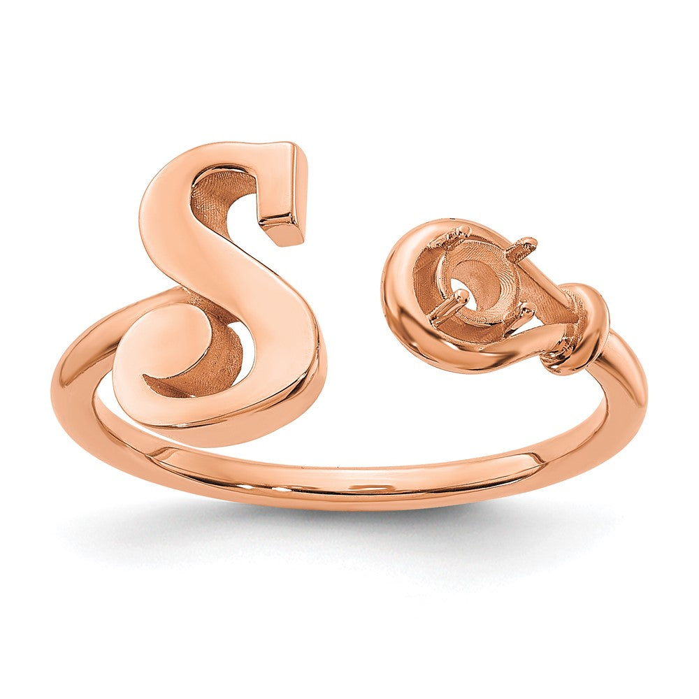 Roségoldbeschichtet Sterlingsilber / Roségold Buchstabe S mit Geburtsstein Ring