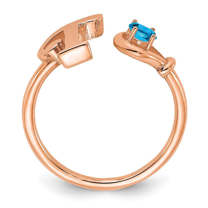 585 Roségold Ring mit Buchstabe „T" und Geburtsstein