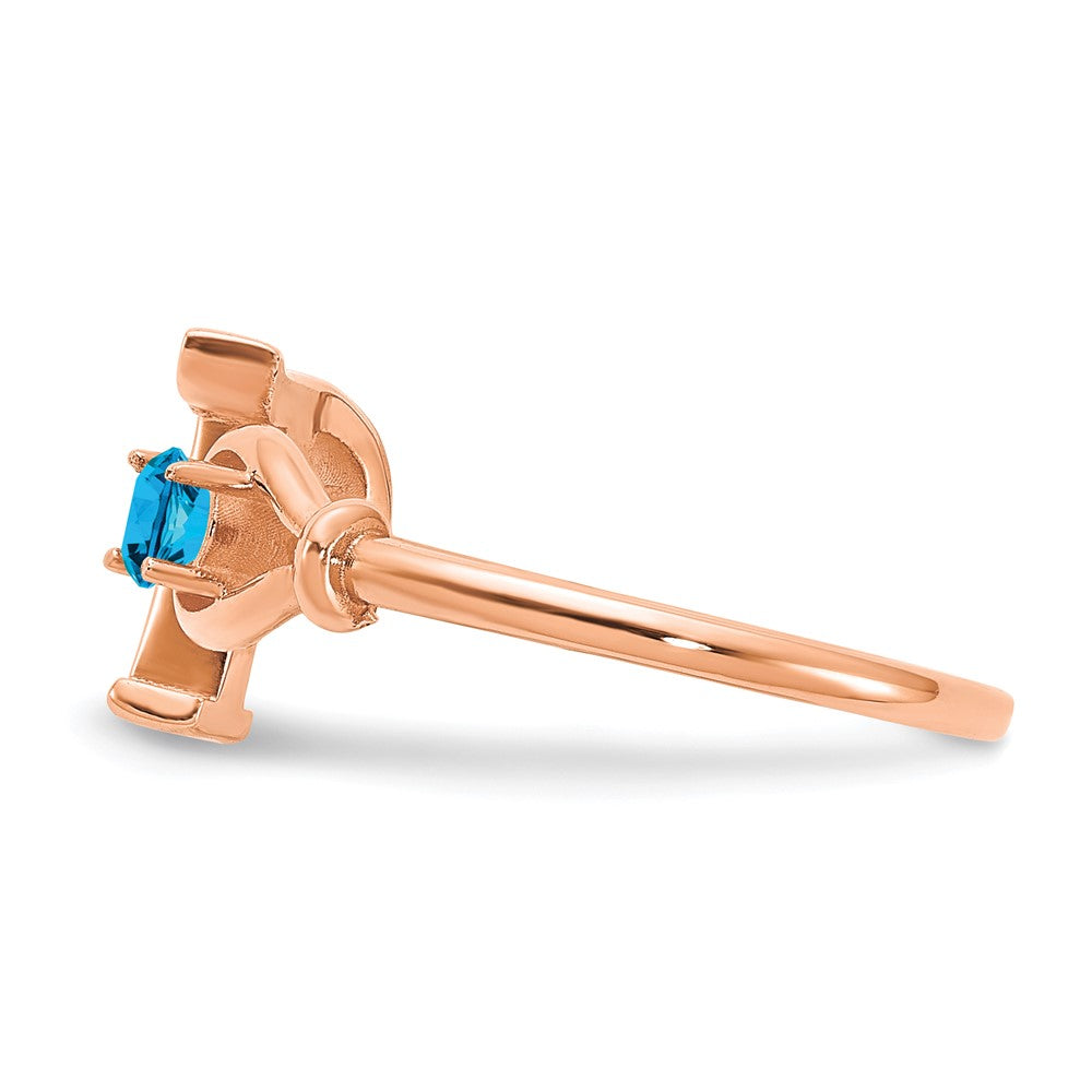 585 Roségold Ring mit Buchstabe „T" und Geburtsstein