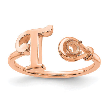 14K Roségold Ring mit Buchstabe T und Geburtsstein