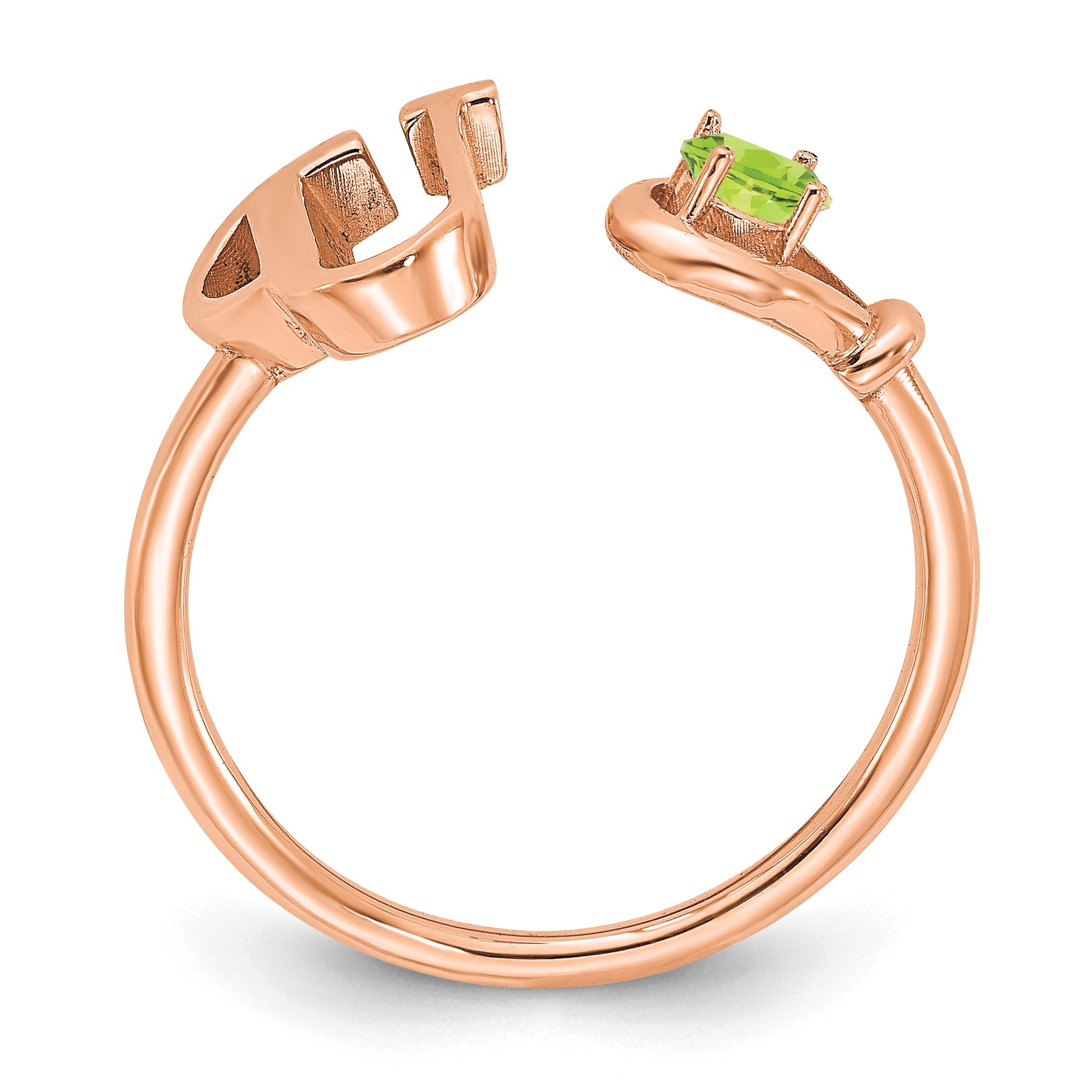 Roségoldbeschichtet Sterlingsilber /rose Buchstabe U mit Geburtsstein Ring