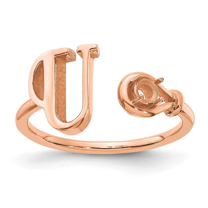 14K Roségold Buchstabe U Ring mit Geburtsstein