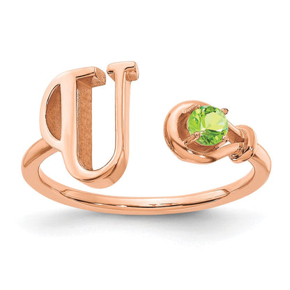 14K Roségold Buchstabe U Ring mit Geburtsstein