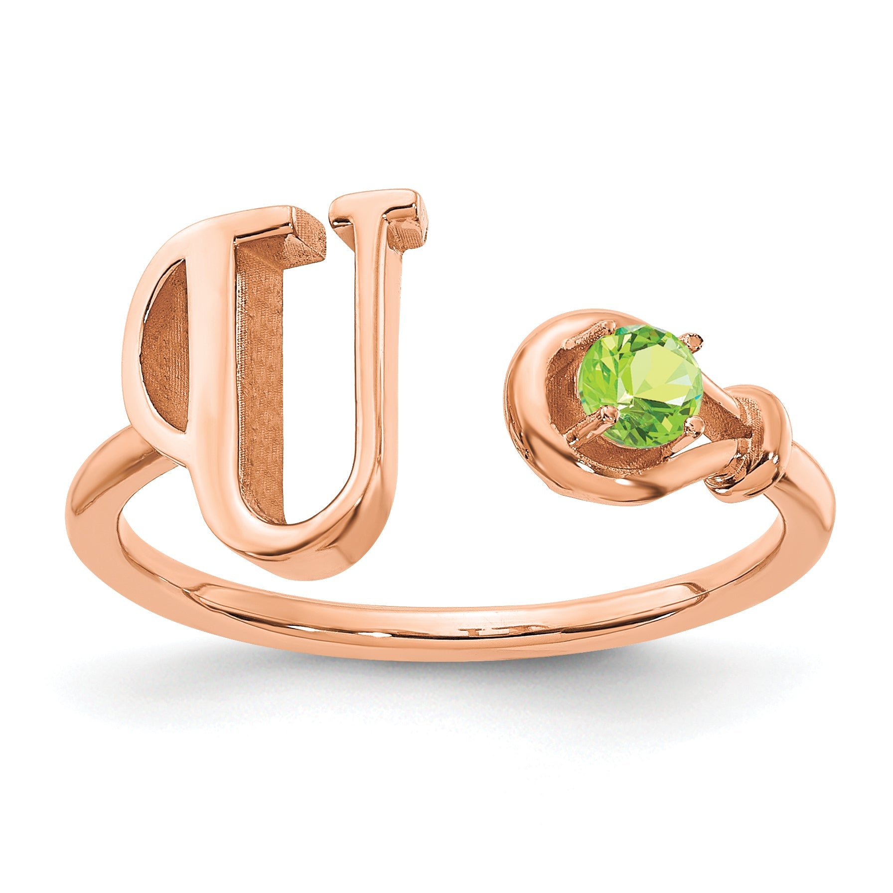 Roségoldbeschichtet Sterlingsilber /rose Buchstabe U mit Geburtsstein Ring