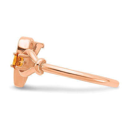 14K Roségold Buchstaben-Ring "V" mit Geburtsstein