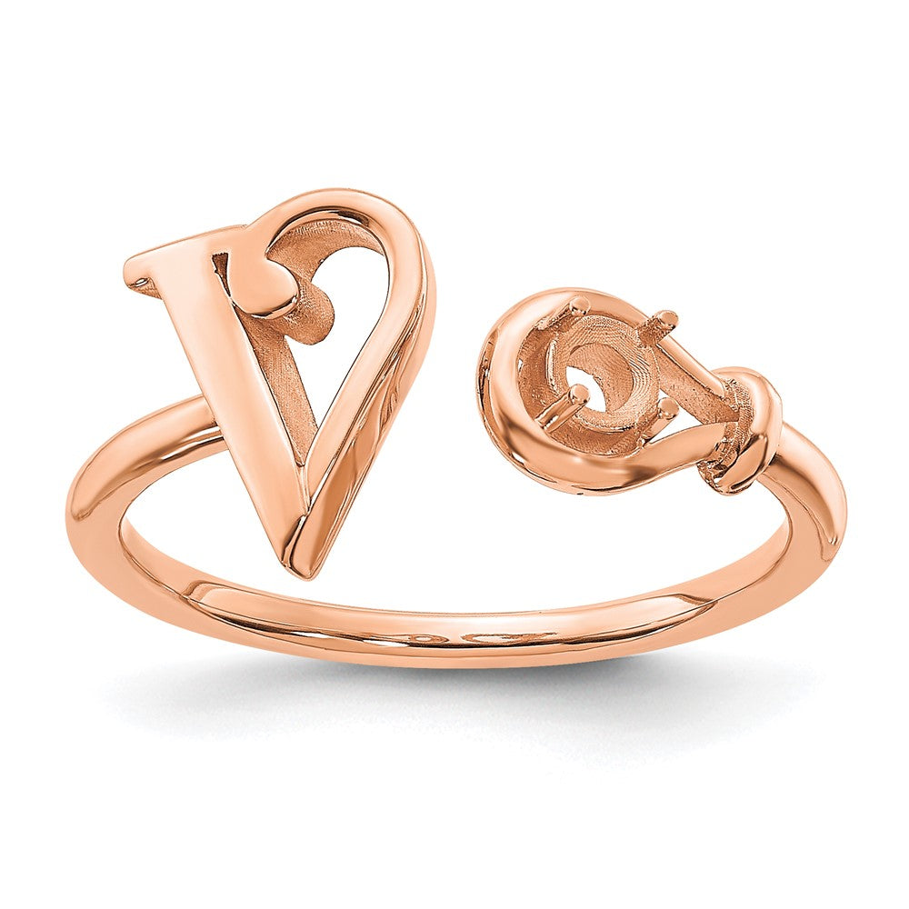 14K Roségold Buchstaben-Ring "V" mit Geburtsstein