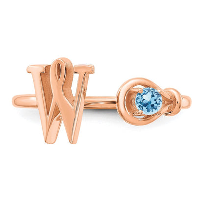 Buchstabenring "W" mit Geburtsstein aus 14K Roségold