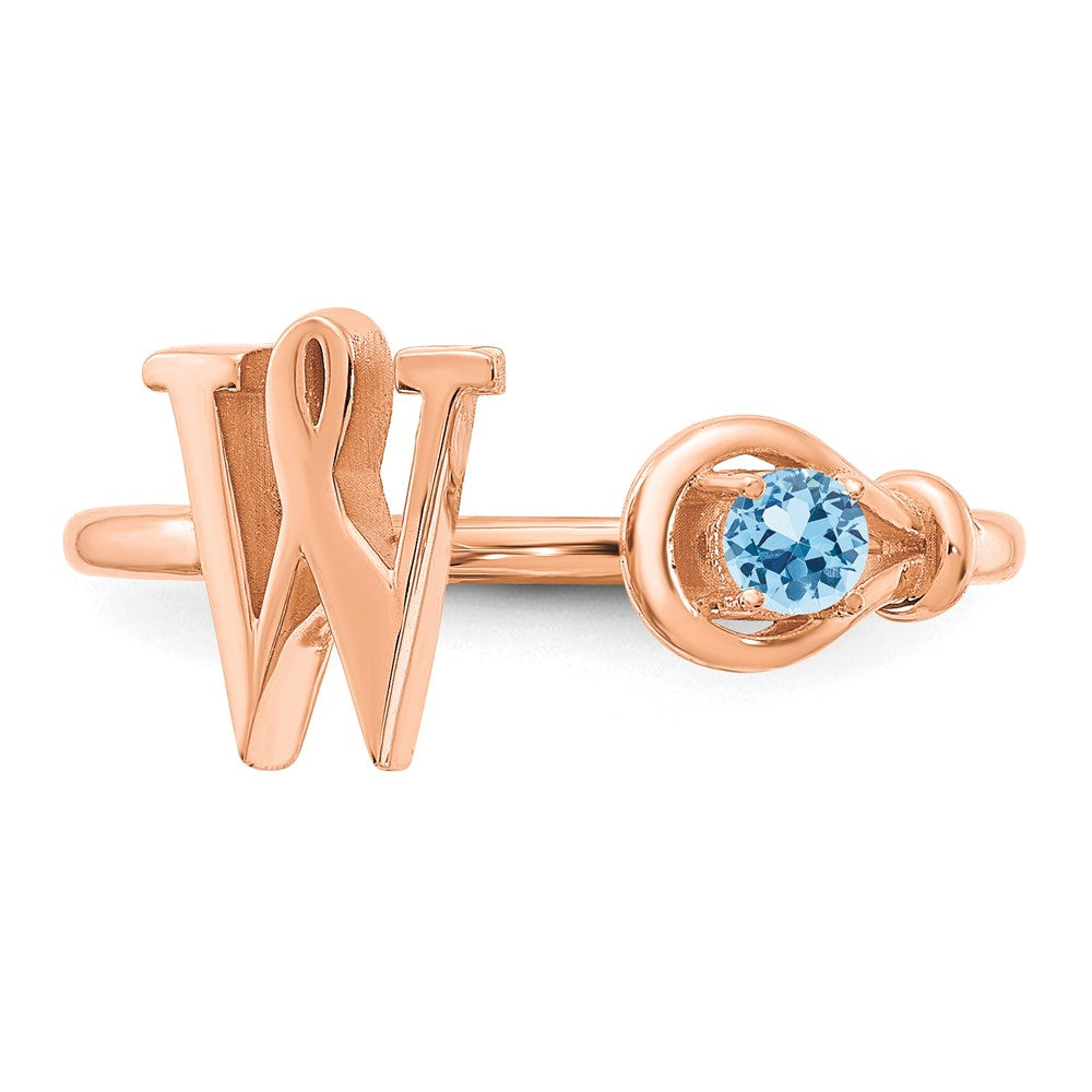 14K Roségold Buchstabe W Ring mit Geburtsstein
