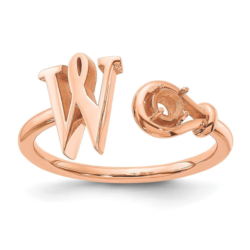 14K Roségold Buchstabe W Ring mit Geburtsstein