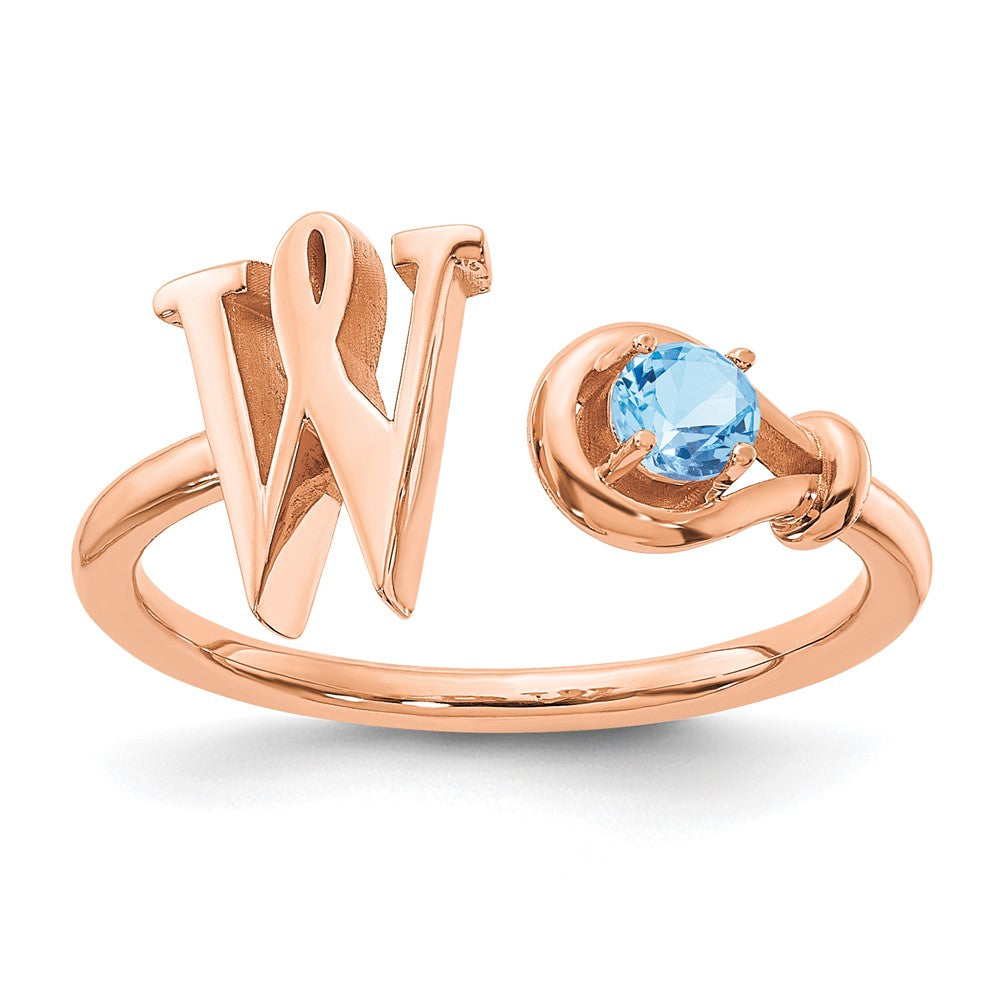 Buchstabenring "W" mit Geburtsstein aus 14K Roségold