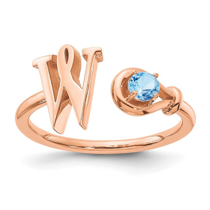 Buchstabenring "W" mit Geburtsstein aus 14K Roségold
