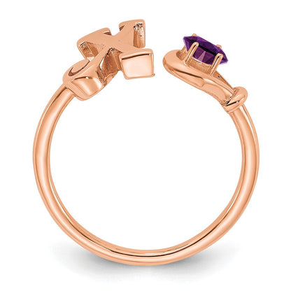 Ring aus 14K Roségold mit Buchstabe X und Geburtsstein